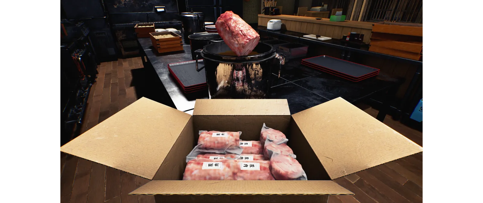 Official screenshot of preparing ingredients and cooking one bowl at a time